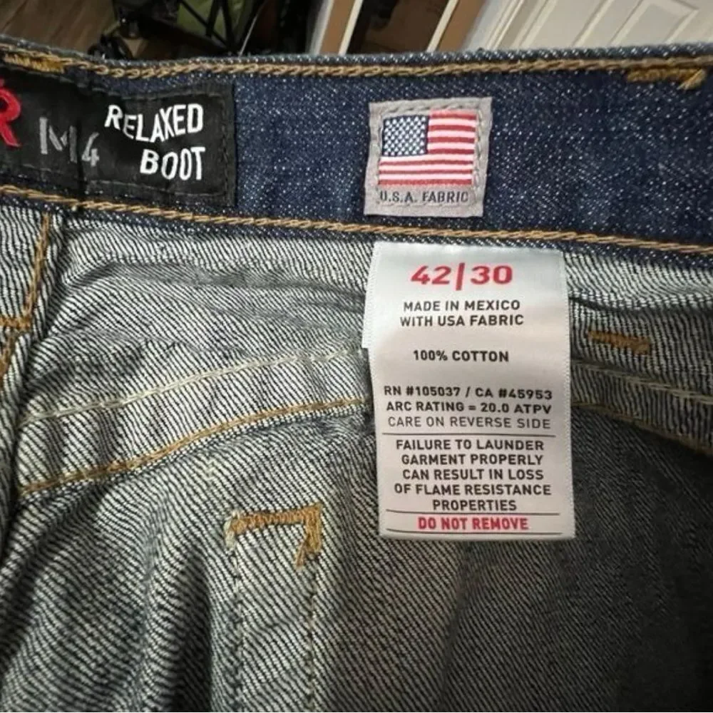 New! Ariat Work Flame Resistant CAT 2 Relaxed Basic Boot Cut Blue Jean Sz 42X30